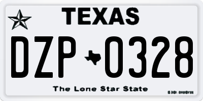 TX license plate DZP0328