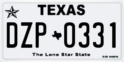 TX license plate DZP0331