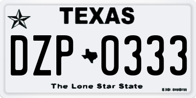 TX license plate DZP0333