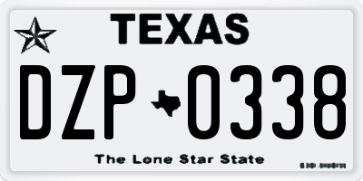 TX license plate DZP0338