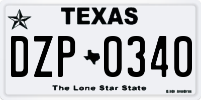 TX license plate DZP0340