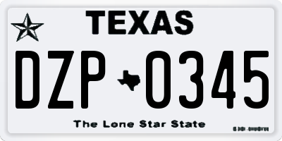 TX license plate DZP0345