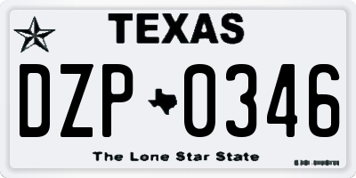 TX license plate DZP0346