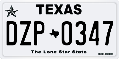 TX license plate DZP0347
