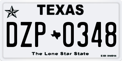 TX license plate DZP0348
