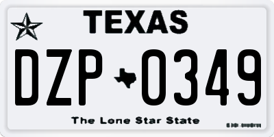 TX license plate DZP0349