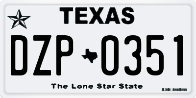 TX license plate DZP0351