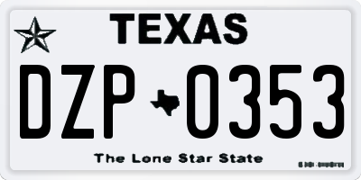TX license plate DZP0353