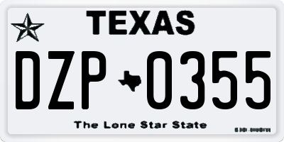 TX license plate DZP0355