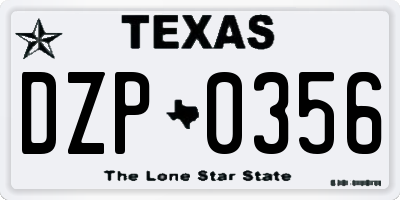TX license plate DZP0356
