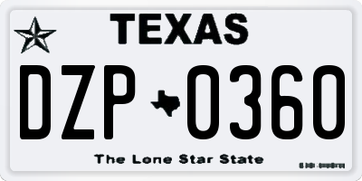 TX license plate DZP0360