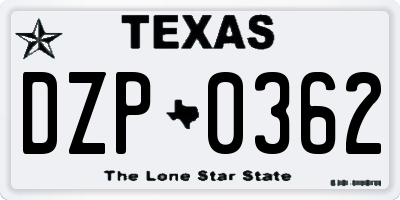 TX license plate DZP0362
