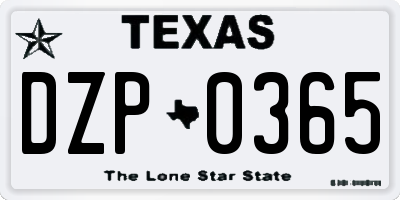 TX license plate DZP0365