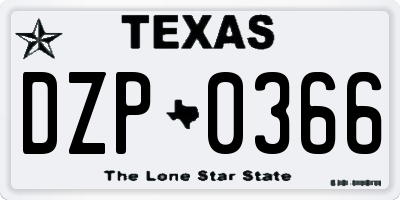 TX license plate DZP0366