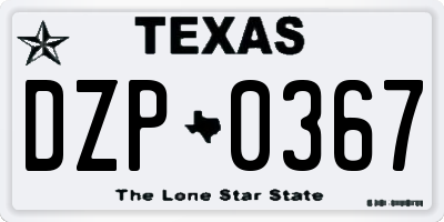 TX license plate DZP0367