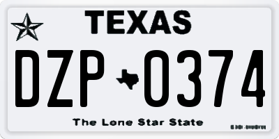 TX license plate DZP0374