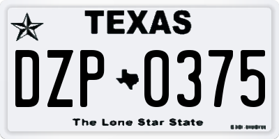 TX license plate DZP0375