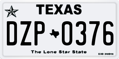 TX license plate DZP0376