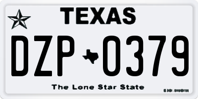 TX license plate DZP0379