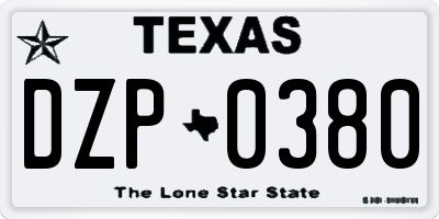 TX license plate DZP0380