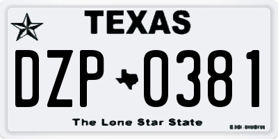 TX license plate DZP0381