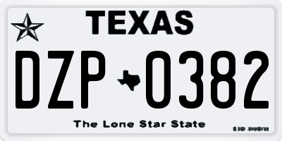 TX license plate DZP0382