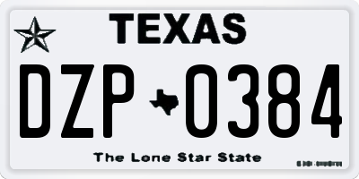 TX license plate DZP0384