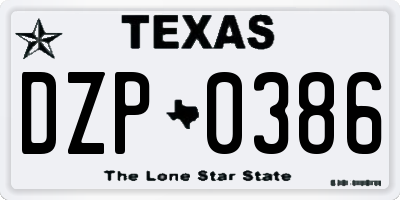TX license plate DZP0386