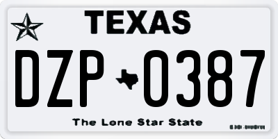 TX license plate DZP0387