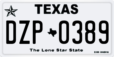 TX license plate DZP0389