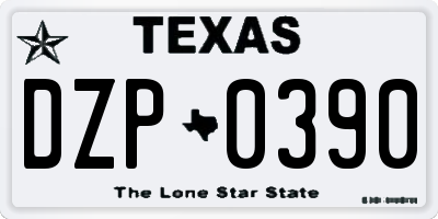 TX license plate DZP0390