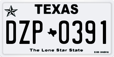 TX license plate DZP0391