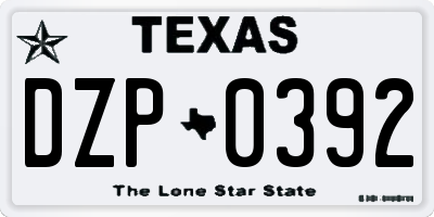 TX license plate DZP0392