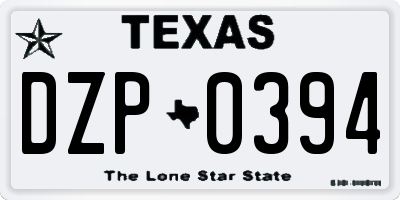 TX license plate DZP0394