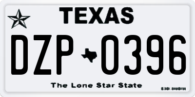 TX license plate DZP0396