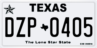TX license plate DZP0405