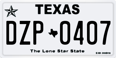 TX license plate DZP0407