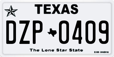 TX license plate DZP0409