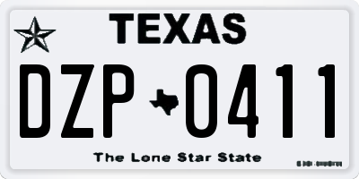 TX license plate DZP0411