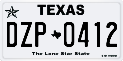 TX license plate DZP0412