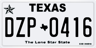 TX license plate DZP0416