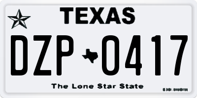 TX license plate DZP0417