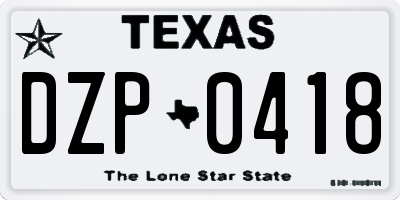 TX license plate DZP0418