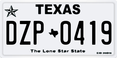 TX license plate DZP0419