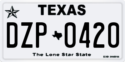TX license plate DZP0420
