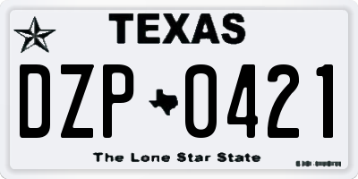 TX license plate DZP0421