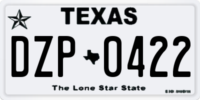 TX license plate DZP0422