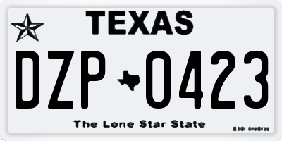 TX license plate DZP0423