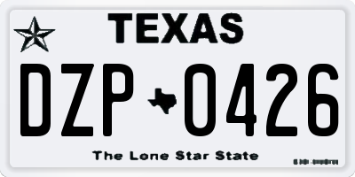 TX license plate DZP0426