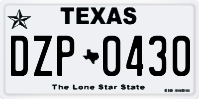 TX license plate DZP0430